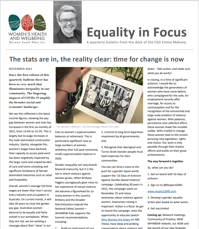 An image of the November Equality in Focus